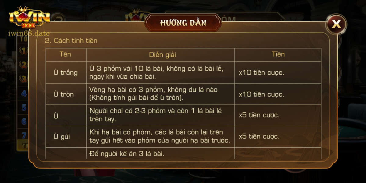 Cách tính tiền trong bài Phỏm chi tiết