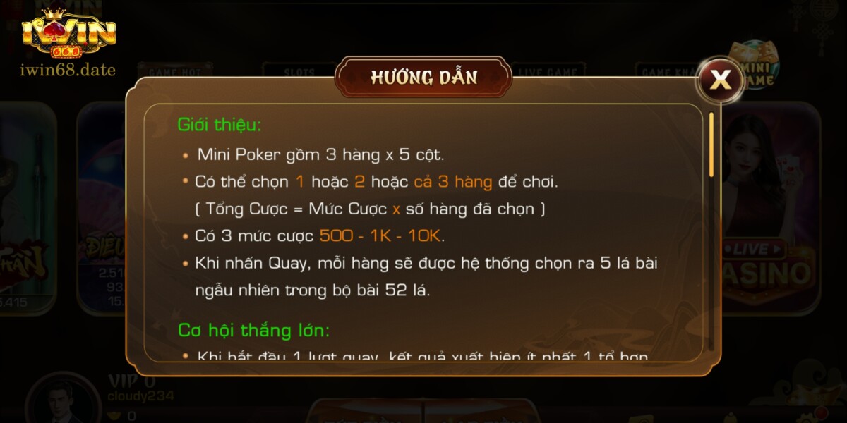 Luật chơi Mini Poker đơn giản
